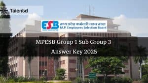 MPESB Group 1 Sub Group 3 Answer Key 2025